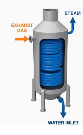 Exhaust gas boiler for turbine
